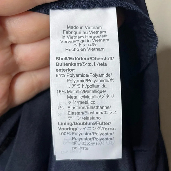 NWT J. CREW Navy Blue Metallic Floral Party Holiday Lace Overlay 2 Piece Set - Picture 9 of 16